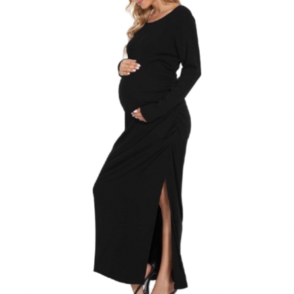 NWT Smallshow Black Maxi Maternity Dress Size Medium - Picture 1 of 9
